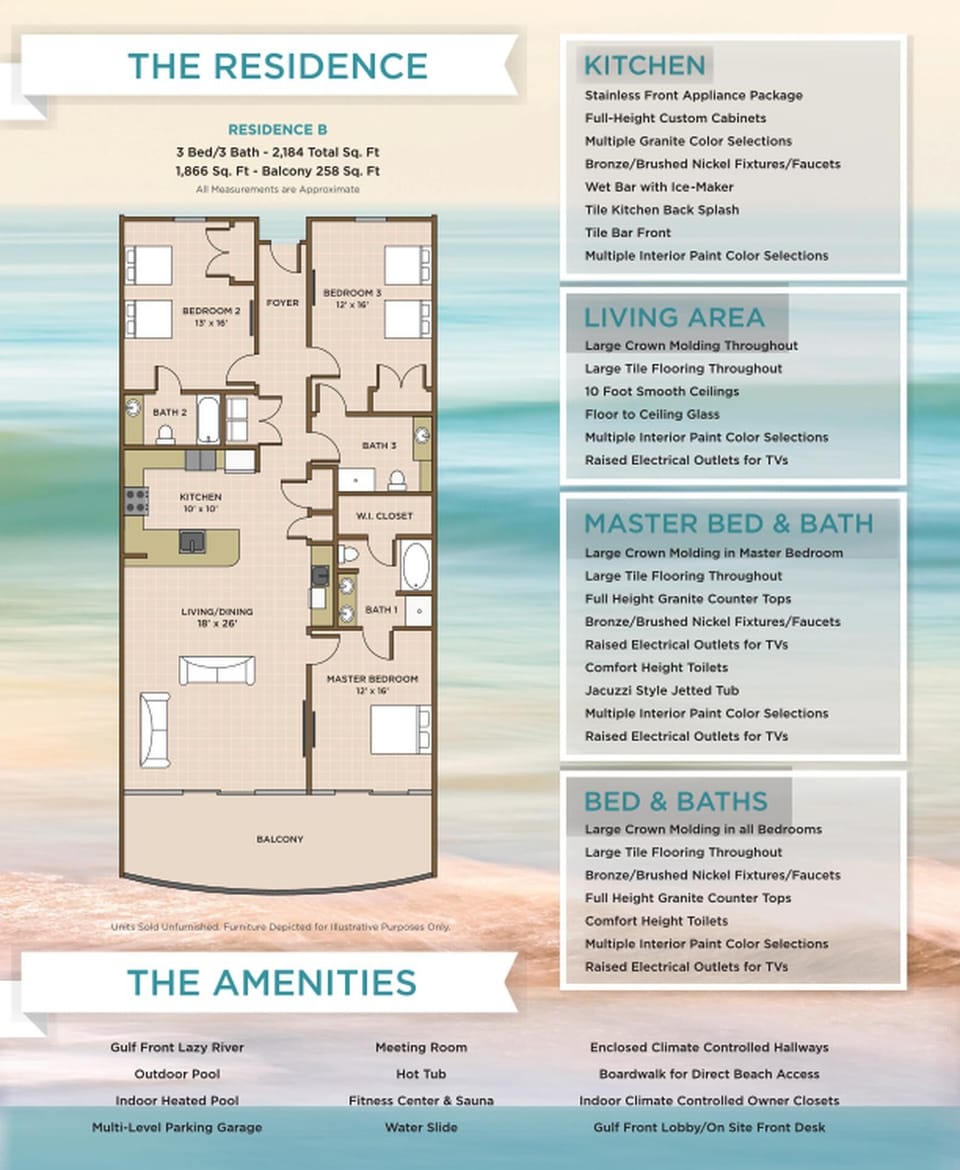 Explore this 3 bedroom 3 bath vacation rental with stunning views and beachfront balcony access from the master suite