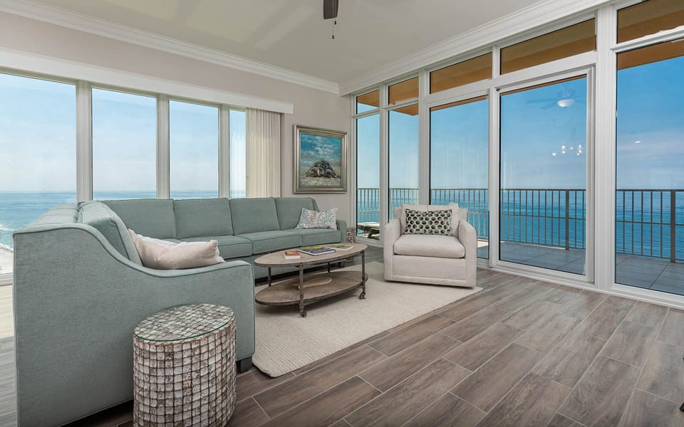 Imagine sinking into the sectional with a queen sleeper and enjoying the panoramic beach views