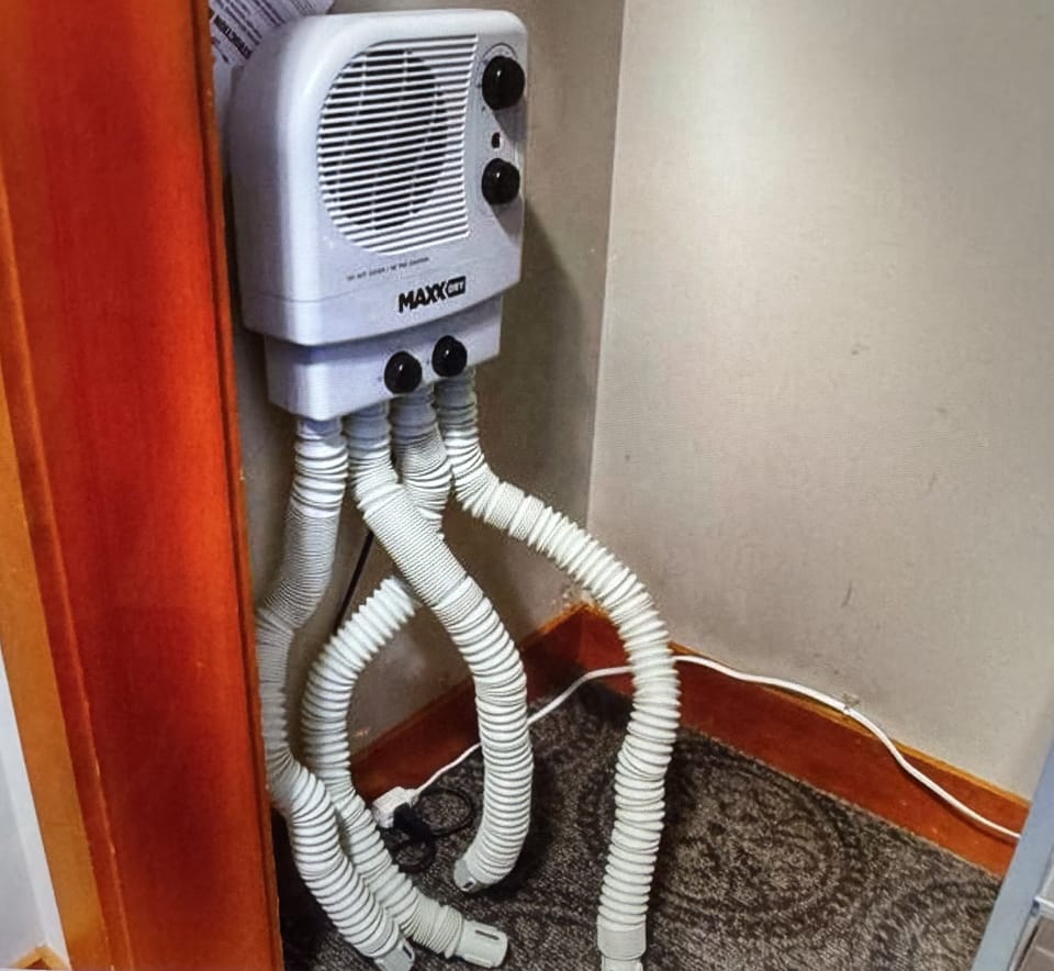 Boot dryer in the front closet