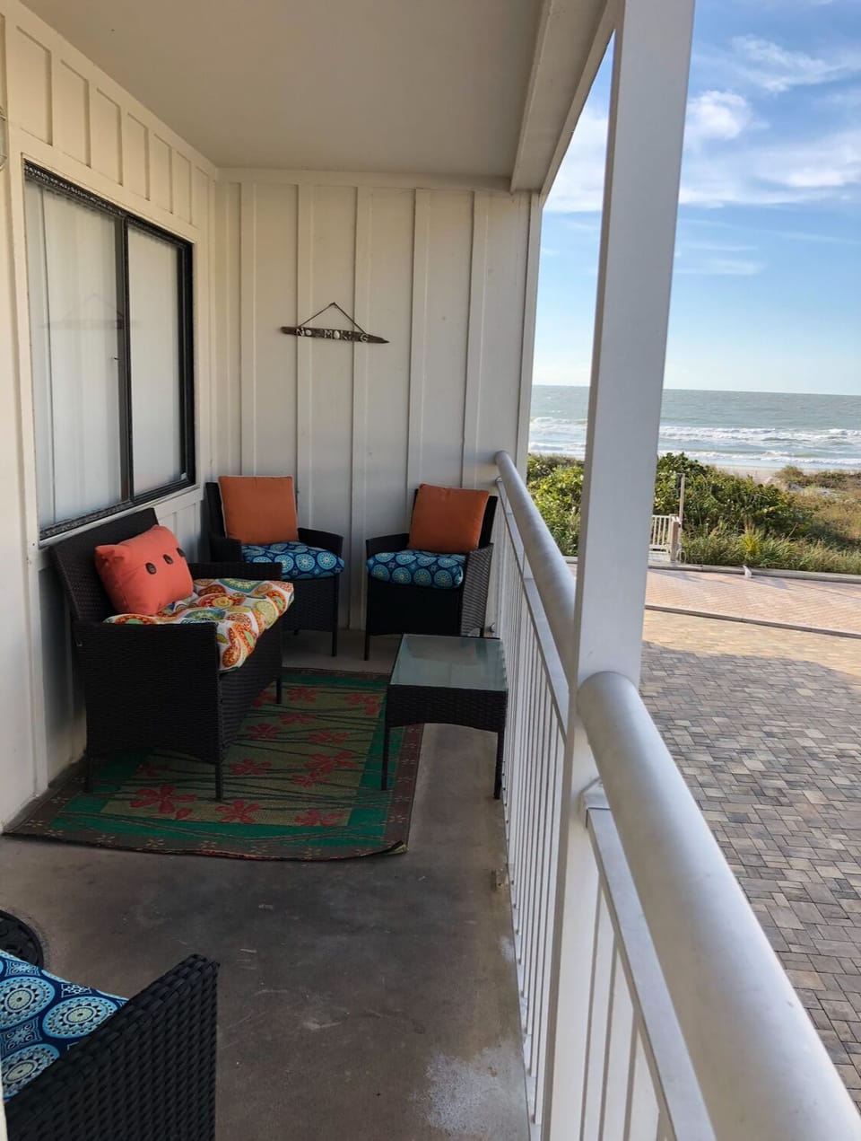 We have a beautiful view of the beach from our balcony!