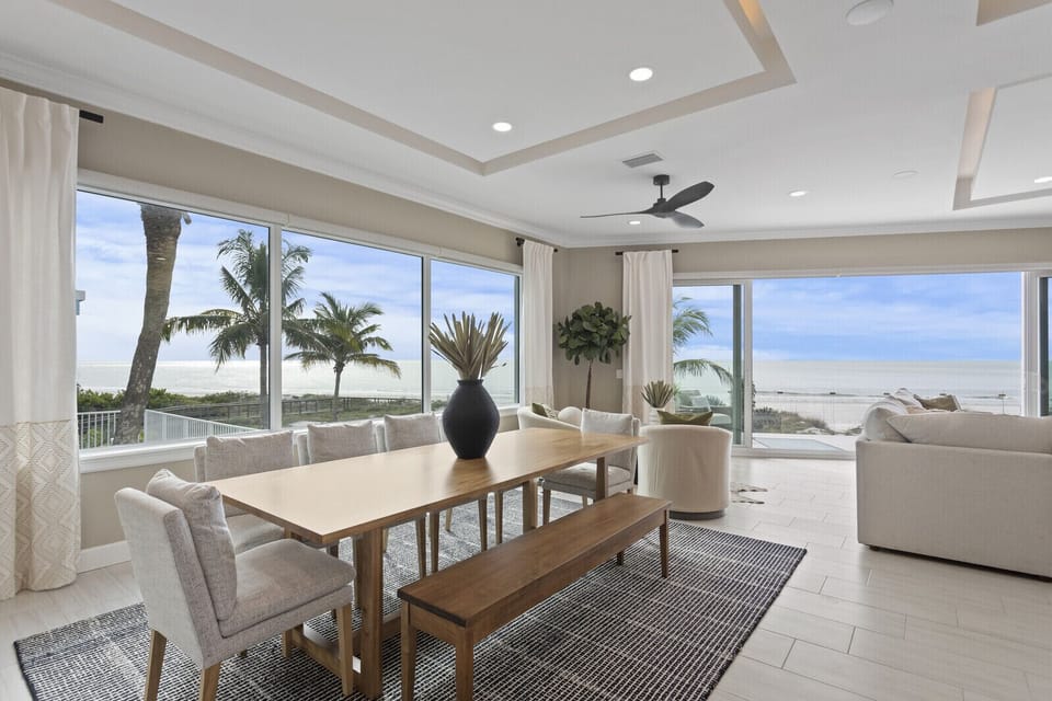 Dining area with 180-degree ocean views. 
