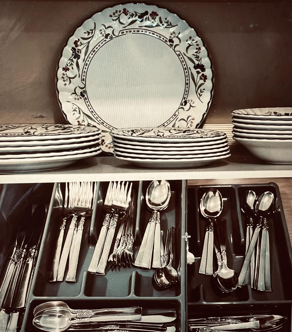 Silverware and fine china for special events. 