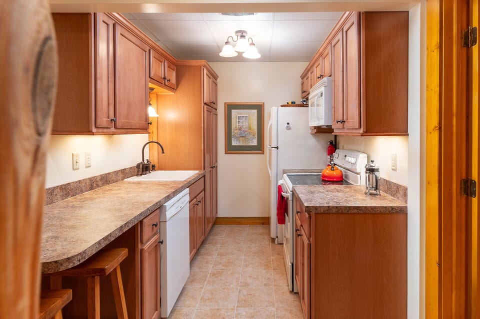 Full kitchen downstairs.  