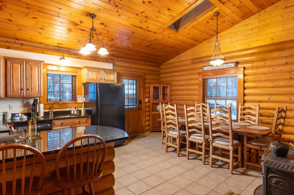 Kitchen table. Seats 8.  High chair also 