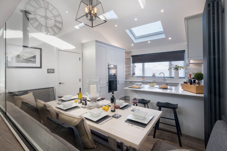 Stylish & Relaxing Split Level Open Plan Kitchen Dining Area.