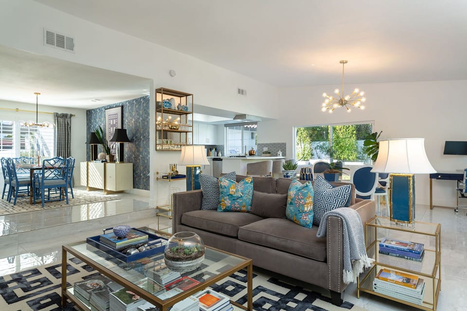 Large open concept living area, dining areas and kitchen