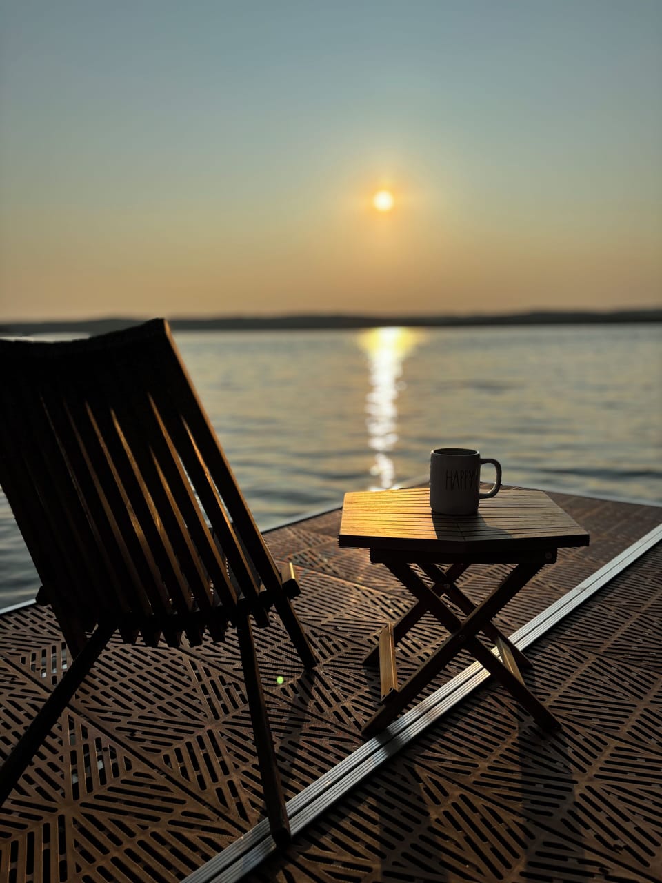 Sunrise view from dock and morning coffee ☕️ ❤️