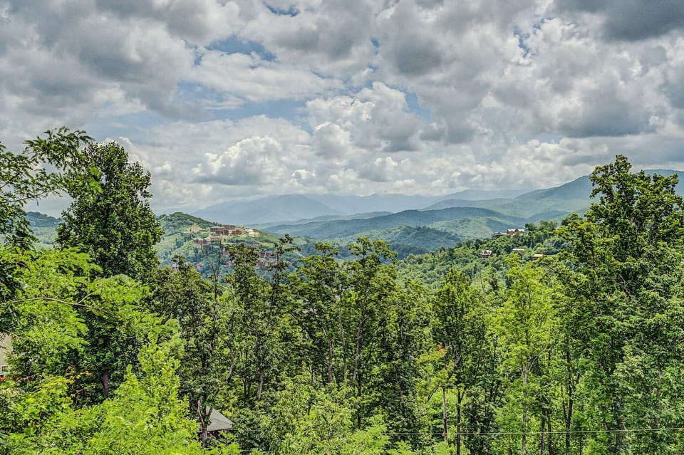 Take in long-range views across wooded hills and mountain ridges.