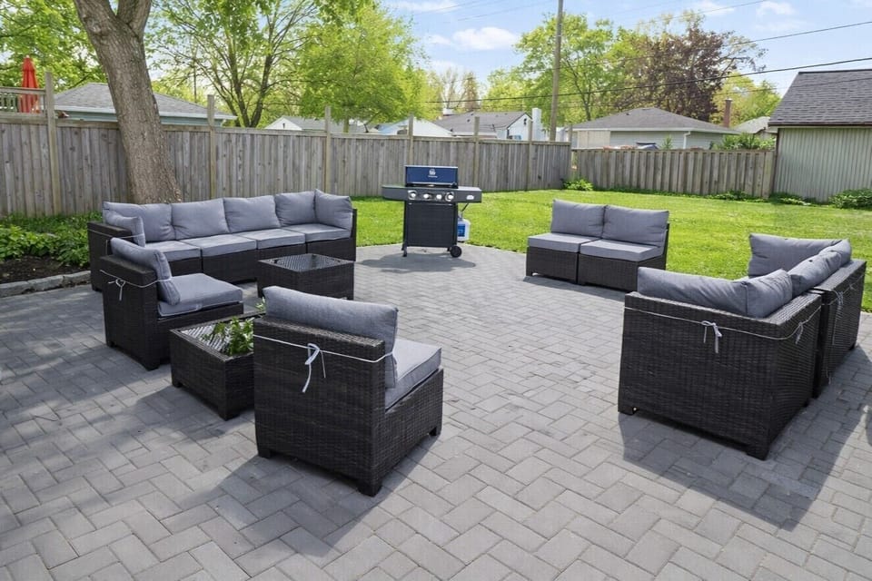 Sit out on our back patio and grill some steaks or whatever you like