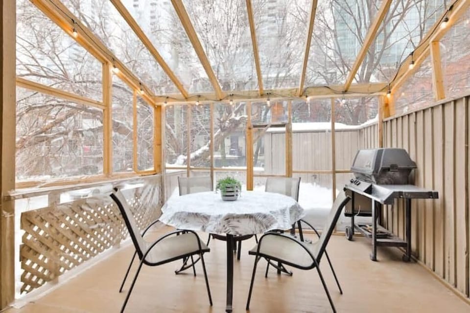 Outdoor deck where you can experience the skyline of downtown Montreal!
