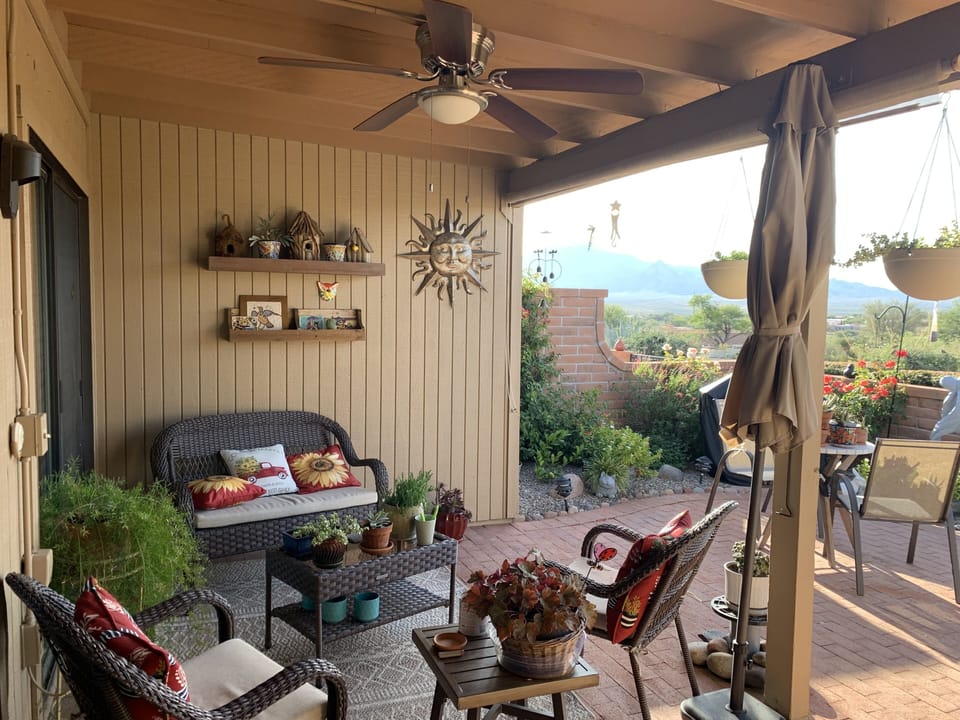Indoors, Ceiling Fan, Furniture, Table, Chair