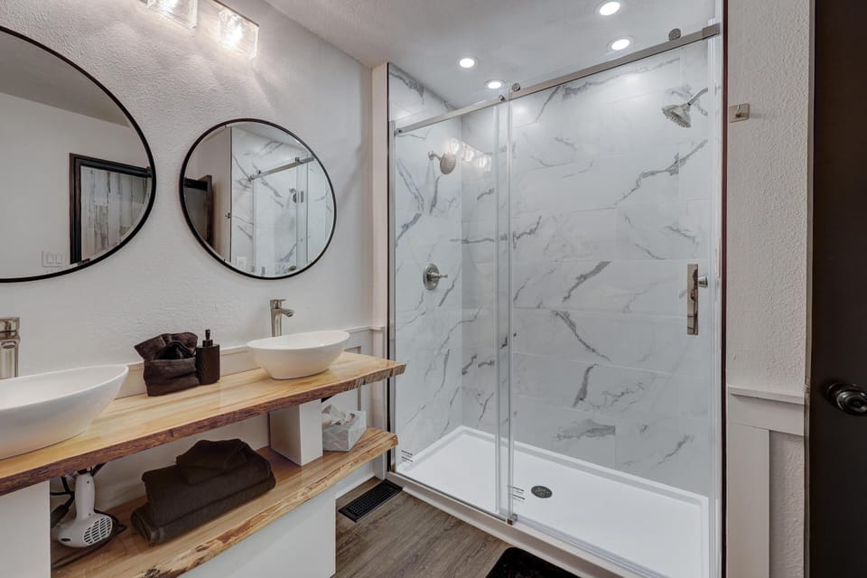 The downstairs bathroom is straight from your dreams.