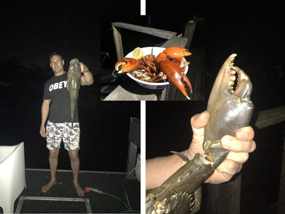 Ask us what bait the big male crabs like! Throw back any females by law we can tell you how to check.