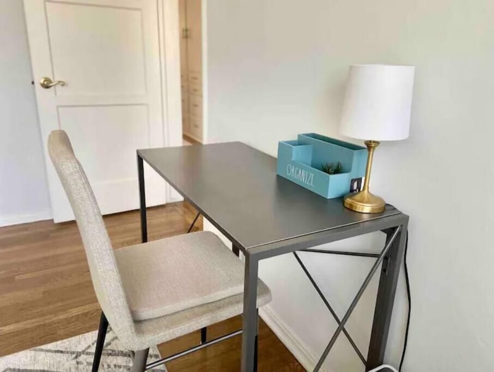 Desk/chair perfect for working on laptops, also serves as a dedicated work space
