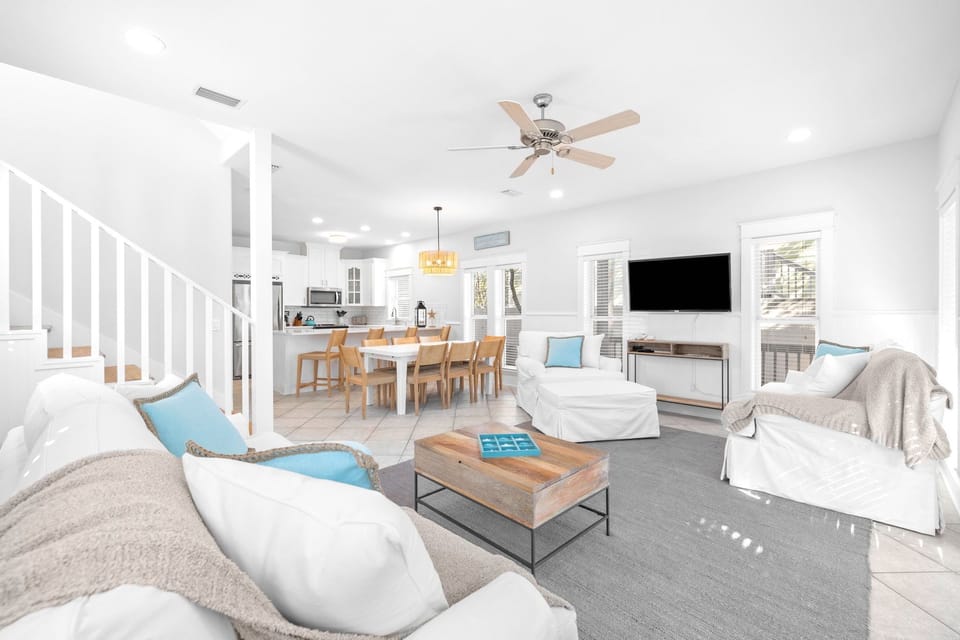 Open concept main floor. Living room features a smart TV!