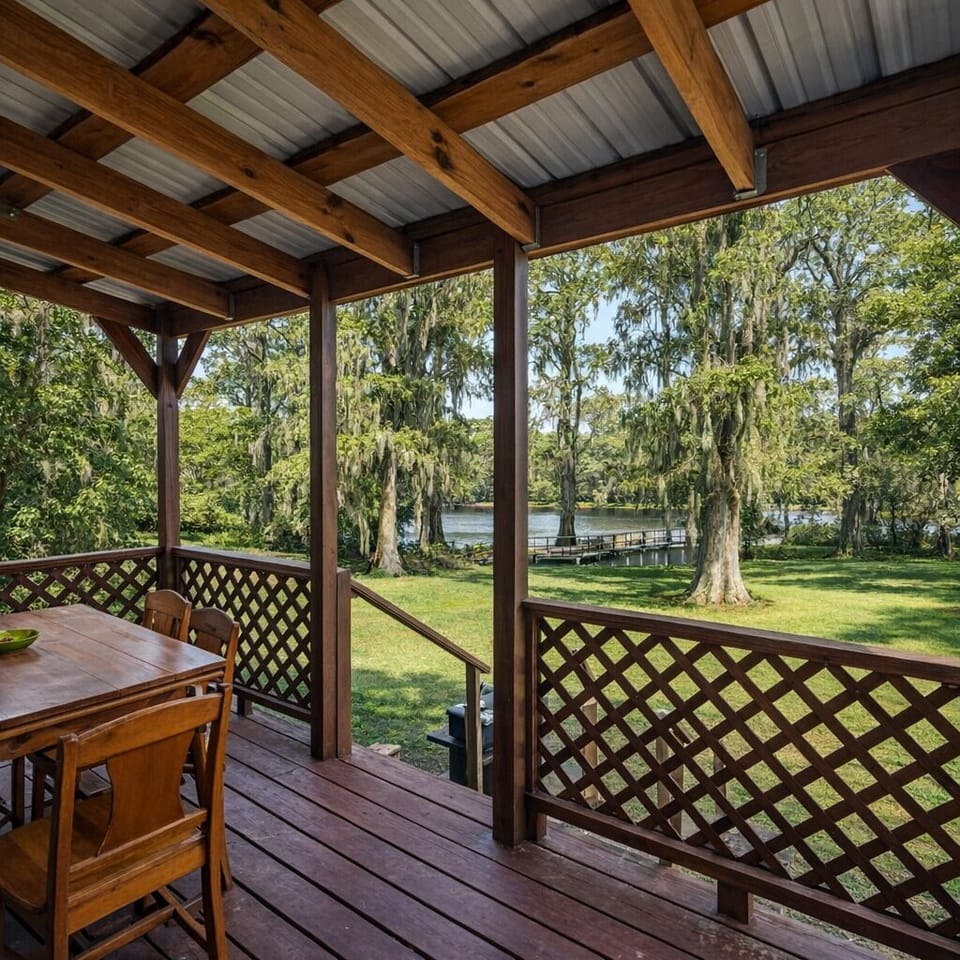 Deck off the back of the house