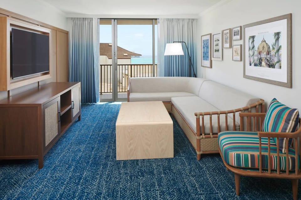 Unwind on the airy sofa after a day at sea.