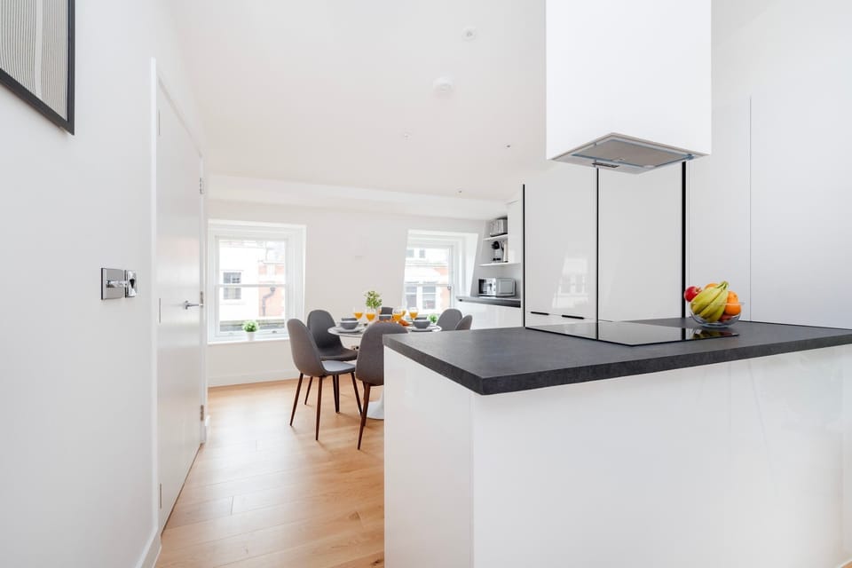The kitchen is fully equipped to prepare a simple meal