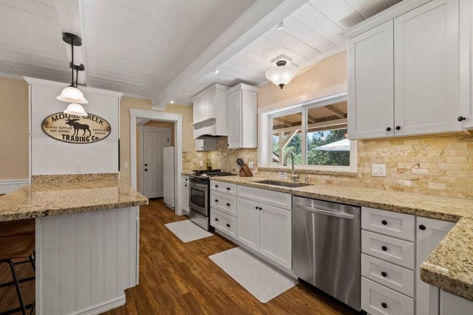 Kitchen and island