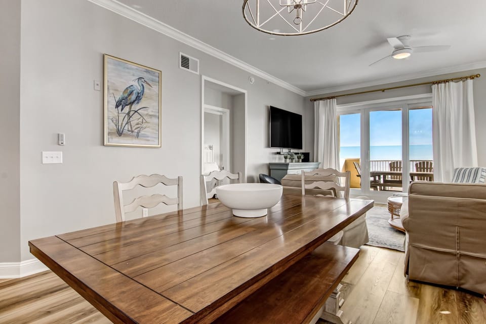 Dining Area With Table Seating for 6, Shiplap and Coastal-Inspired Furnishings