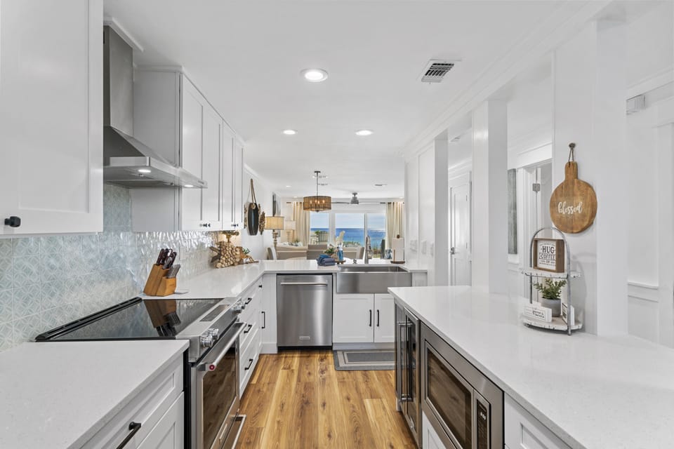 Large Open Concept Kitchen with stainless steel appliances.