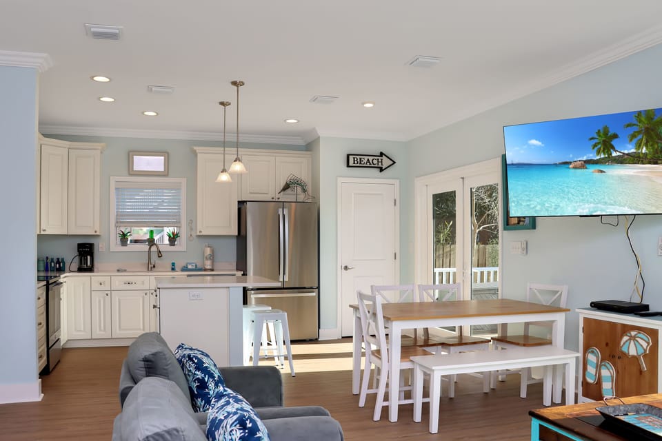 Living Area with Dining and Kitchen