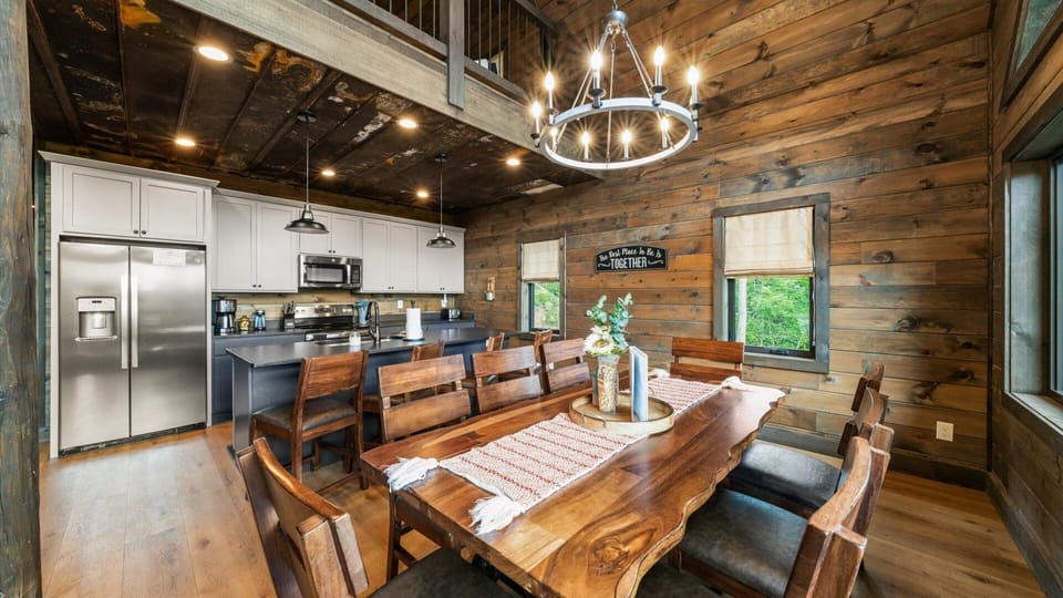 Open concept kitchen makes for a seamless transition when serving meals