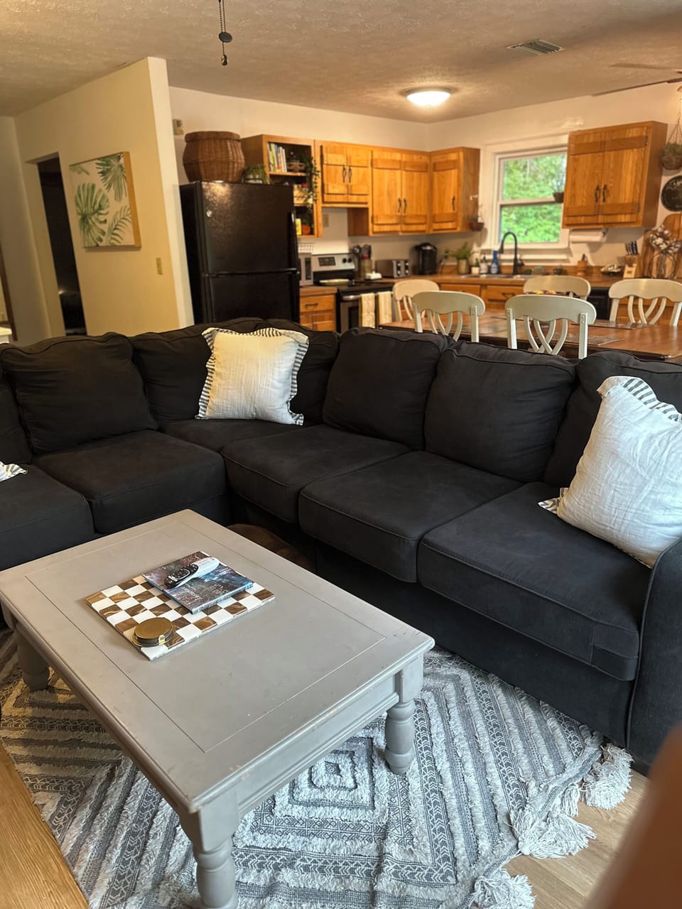 A large sectional is perfect for cuddling up after a long day on the river.