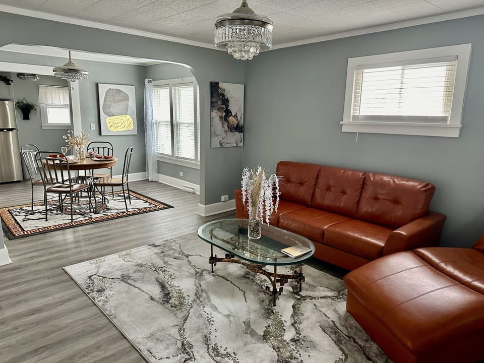 Living room and dining room