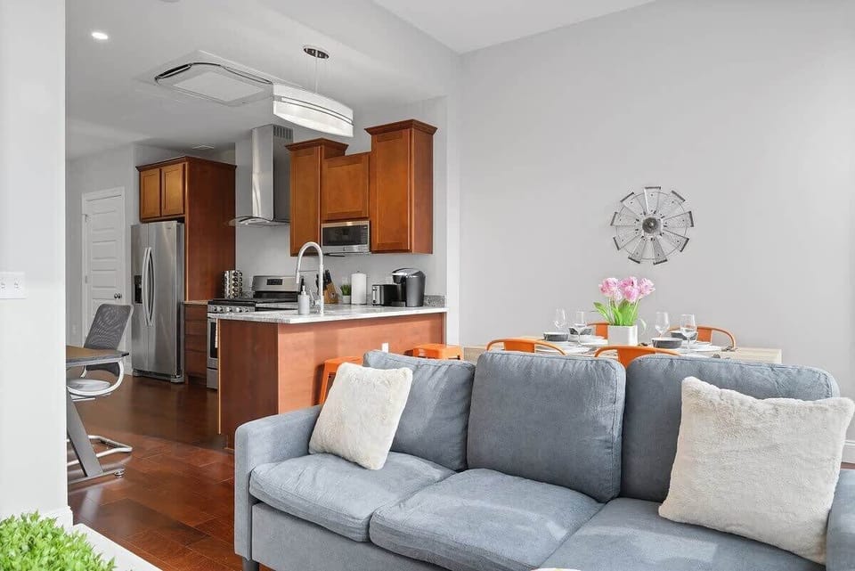 Open plan design feels spacious and modern