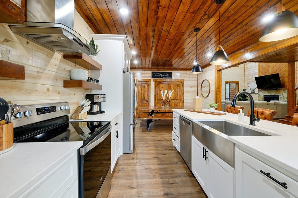 2 ovens, a dishwasher, ample amounts of counter space and an oversized sink!