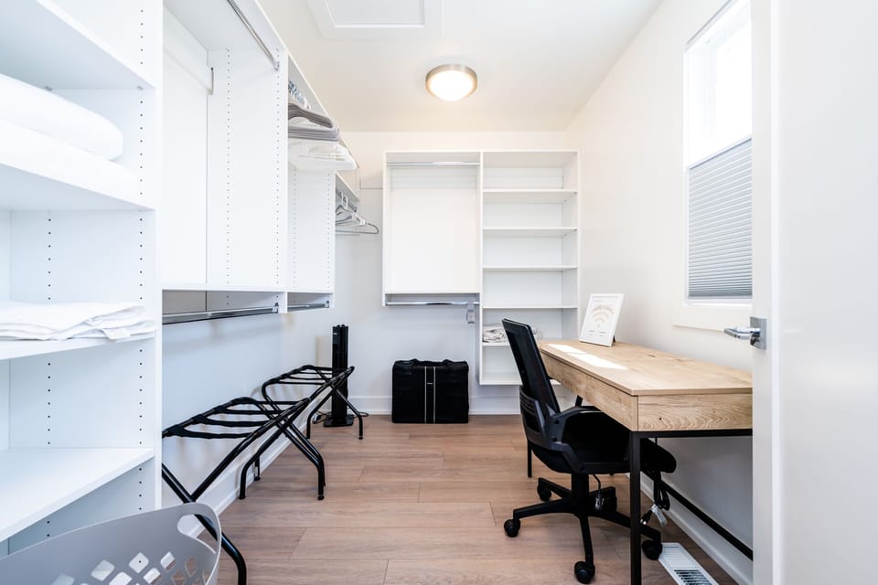 Your Work Space, Storage, and Comfort Awaits.