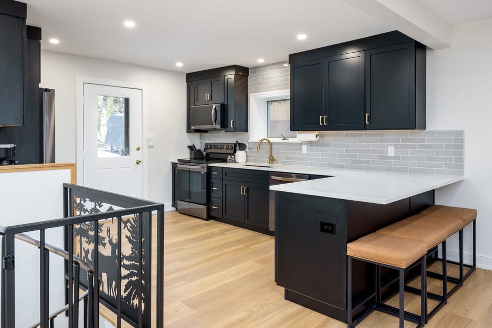 Kitchen with door to the back yard