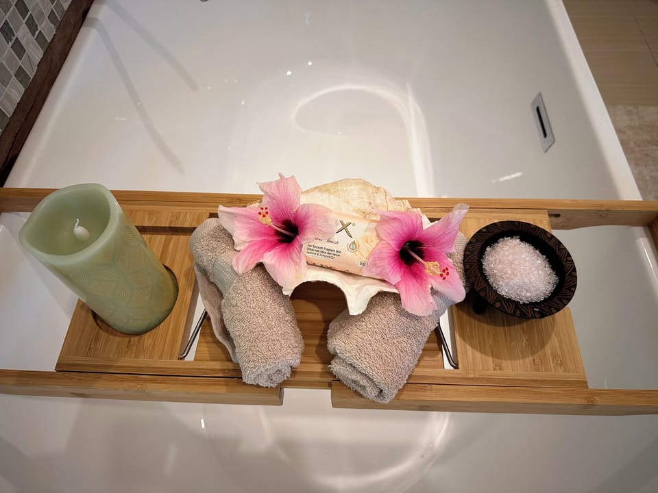 End your day with a soothing candlelit soak in the bathtub