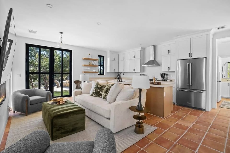 Main living room and kitchen