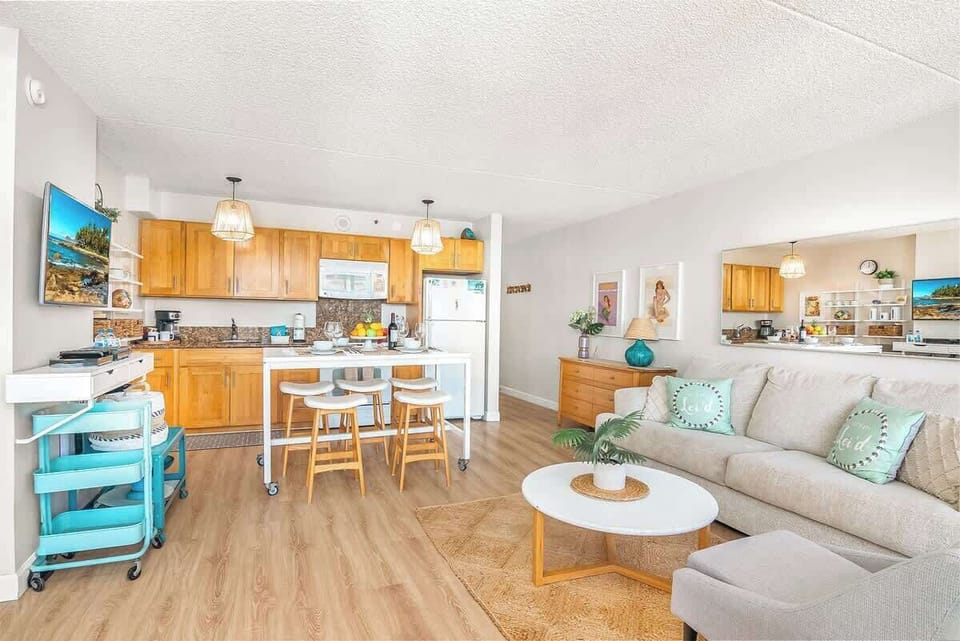 An overview of your spacious living and dining area.