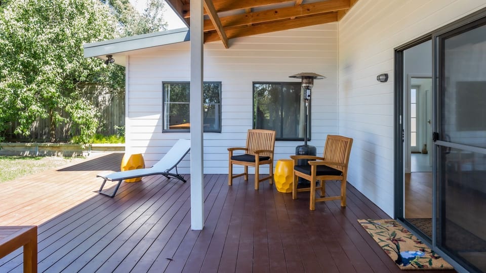 weber bbq, outside bottle gas heater, Outdoor dining and sitting areas.
