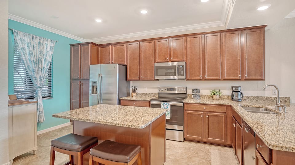 Large stocked kitchen space for all your cooking needs.