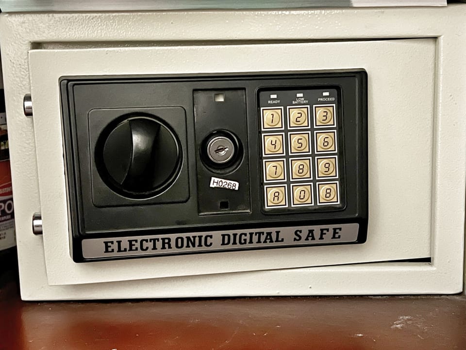 The condo has a safe for your valuables.  