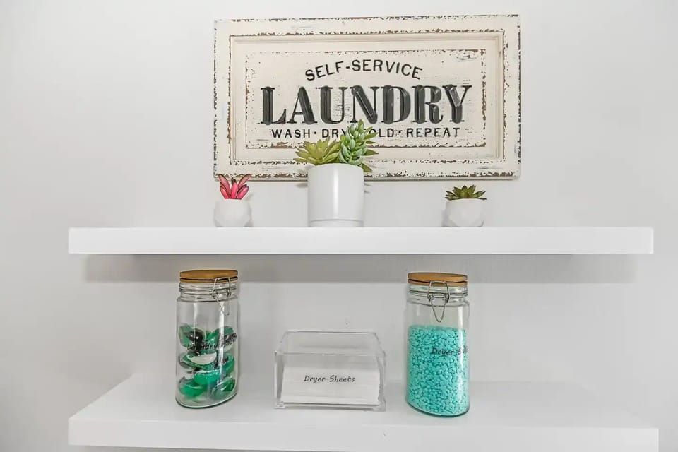 Guest laundry room awaits, equipped with everything you need! 