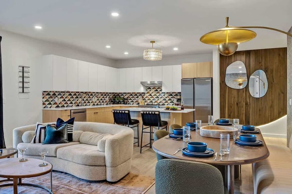 The dining area for 6 will be connected to the living room and kitchen area.