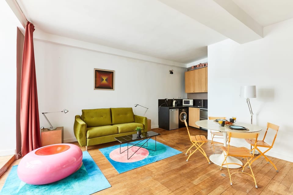 The open-plan living, kitchen and dining area