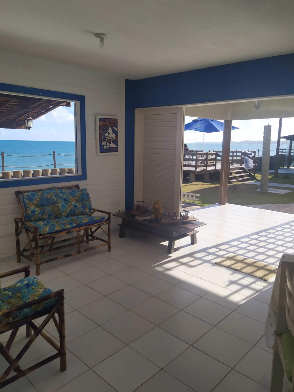From inside the living room with multiple ocean views
