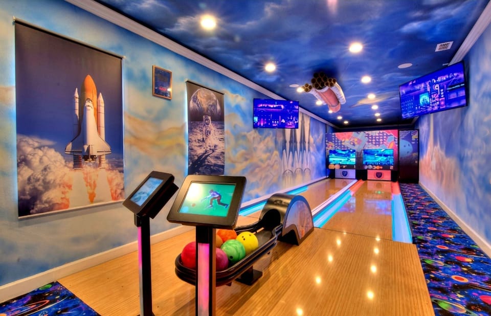 private full-sized bowling lanes