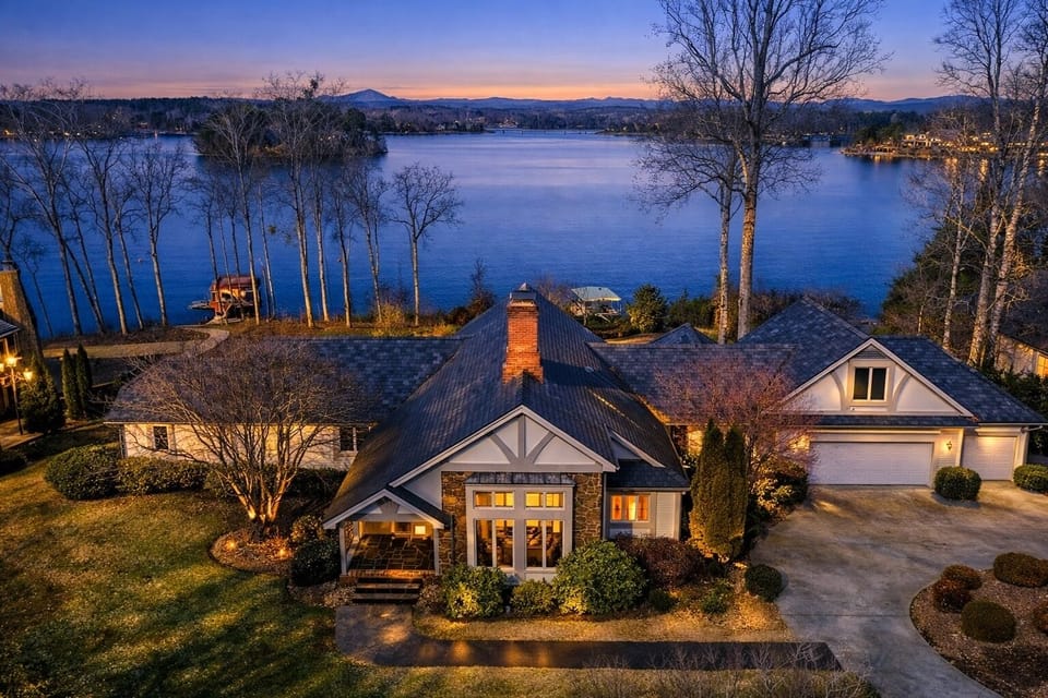 Exterior of home at sunset