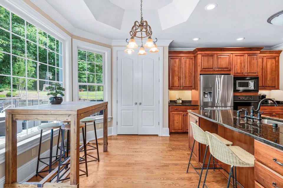 Kitchen side tables with indoor-outdoor charm.
