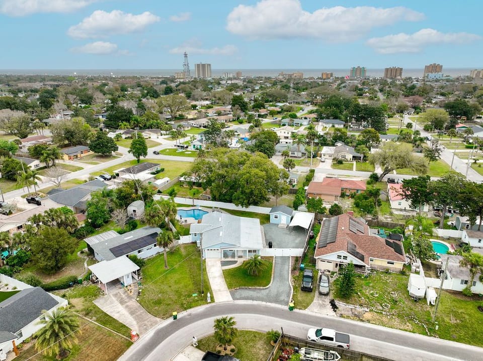 Aerial view of the neighborhood