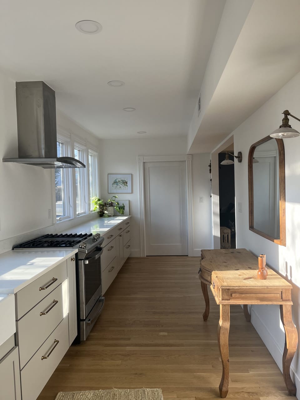 Kitchen with view of coffee/tea pantry