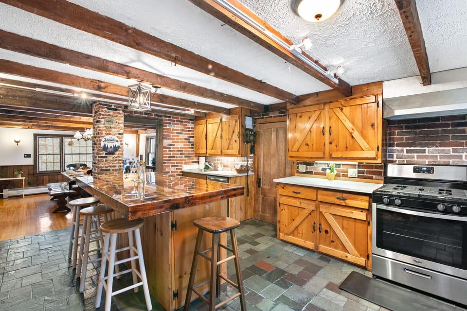 Fully stocked kitchen with gas range