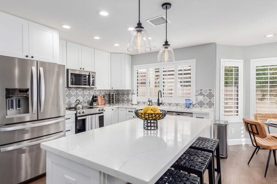 Updated kitchen with stainless steel appliances